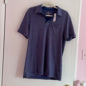 American Eagle Striped Short Sleeve Polo